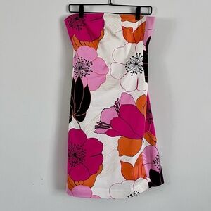 Banana Republic Y2K Strapless A Line Dress, Pink Floral, Size 4
